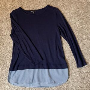 Navy and Light Blue Striped Long Sleeve Top